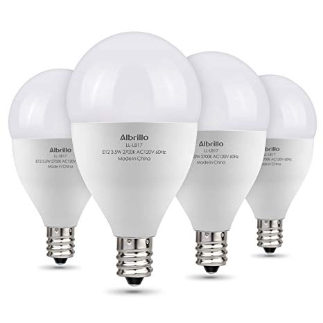 Albrillo E12 Bulb, Candelabra Light Bulbs 40 Watt Equivalent, Warm White 2700K Chandelier Light Bulbs, Decorate Candle Base E12 Non-Dimmable, 4 Pack