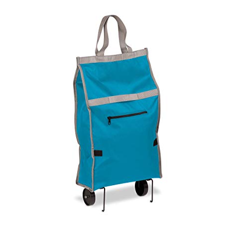 Honey-Can-Do CRT-05387 Fabric Rolling Bag Cart with Handles, Holds Up to 40-Pounds, Blue, 12.5L x 5.6W x 24.75H