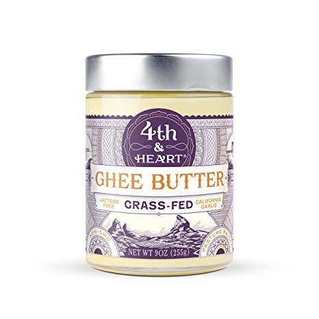 California Garlic Grass-Fed Ghee Butter by 4th & Heart, 9 Ounce, Pasture Raised, Non-GMO, Lactose Free, Certified Paleo