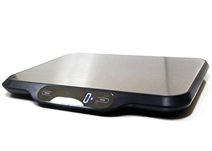Sleek Touch Screen Blue LED Digital Kitchen ​and Office scale, Stainless Steel​ Ultra Thin and Wide ​​33 pound capacity