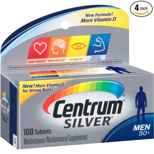 Centrum Silver Men Multivitamin/Multimineral Supplement (100-Count Tablets, Pack of 4)