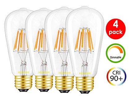 Hizashi Deep Dimming CRI 90  Dimmable 4 Pack 80 Watt Vintage LED Squrriel Cage ST58(ST64) Edison Bulb 2700K E26 Medium Base Warm White