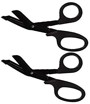 7-inch Bent EMT Bandage Shears With Saw Tooth Paramedic Trauma Medical Scissors First Aid Emergency Shears (2 pcs)