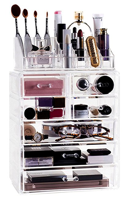 Choice Fun Large Acrylic Makeup Organizer Storage Box 7 Drawer Organizers Stackable QFJJSN-NSF-1542-7