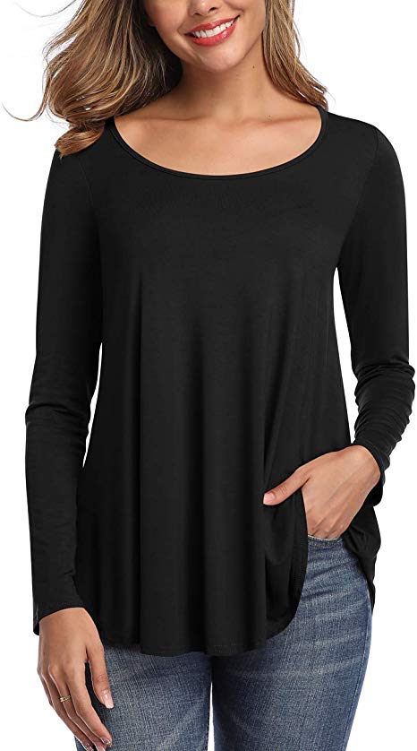 Womens Tops V Neck Tee Casual Short Sleeve and Long Sleeve T Shirts