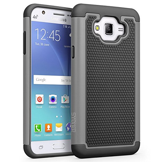 Galaxy J7 (2015) Case, SYONER [Shockproof] Hybrid Rubber Dual Layer Armor Defender Protective Case Cover for Samsung Galaxy J7 Released in 2015 [Gray/Black]