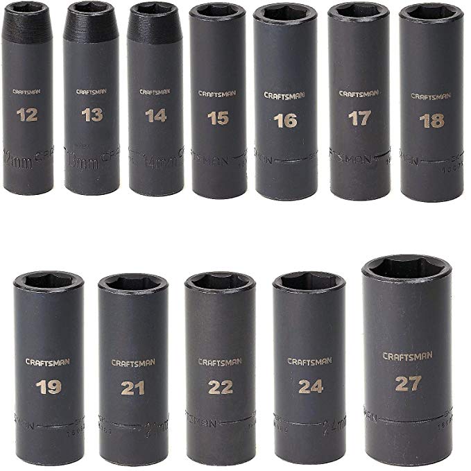 Craftsman 12 Piece Easy Read Deep Impact Socket Set (Metric)