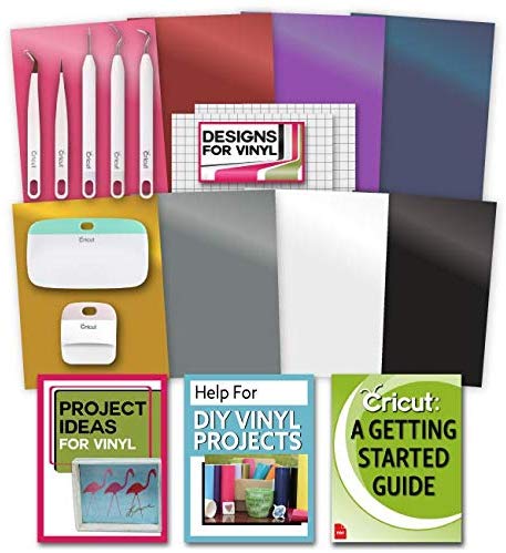 Cricut Essential Tools & Vinyl Bundle - Scraper, Weeder, Beginner Guide, Designs