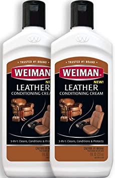 Weiman 3 in 1 Deep Leather Conditioner Cream (2 Pack) - Restores Leather Surfaces - Use on Leather Furniture, Car Seats, Shoes, Bags, Jackets, Saddles