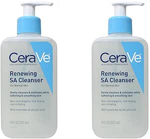 CeraVe SA Smoothing Cleansing for Face and Body, for Dry, Rough and Uneven Skin, with Hyaluron, Salicylic Acid and 3 Essential Ceramides, 2 x 236 ml