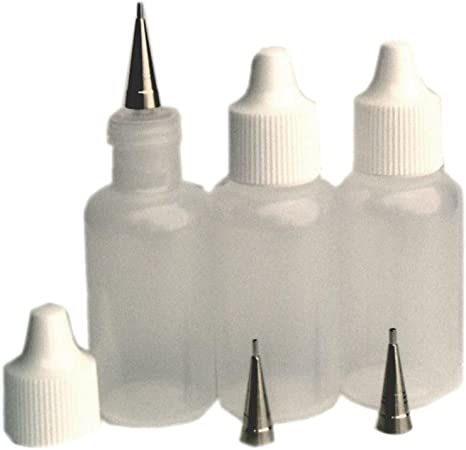 Jacquard Set Of Three Squeeze Bottles & Tips 1/2oz, Clear, White