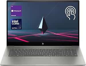 HP Envy Daily Business Laptop, 17.3" FHD Touchscreen, Intel Core Ultra 7 155H, 64GB DDR5 RAM, 2TB SSD, Numeric Keypad, HDMI, Webcam, Backlit Keyboard, Wi-Fi 7, Windows 11 Pro, Grey