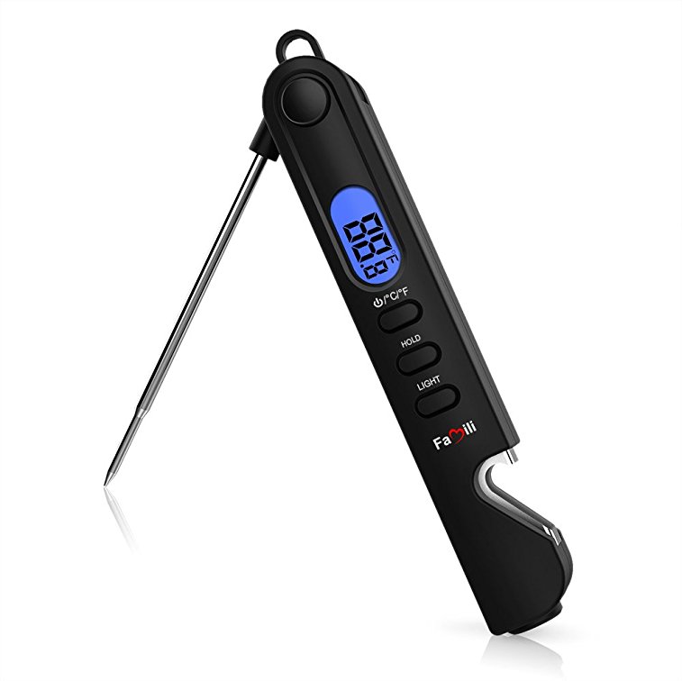 Famili FM6018 3 in 1 Multifunctional Digital Instant Read Meat Thermometer with Flashlight & Bottle Opener Design for Kitchen BBQ Grill Smoker Food Cooking