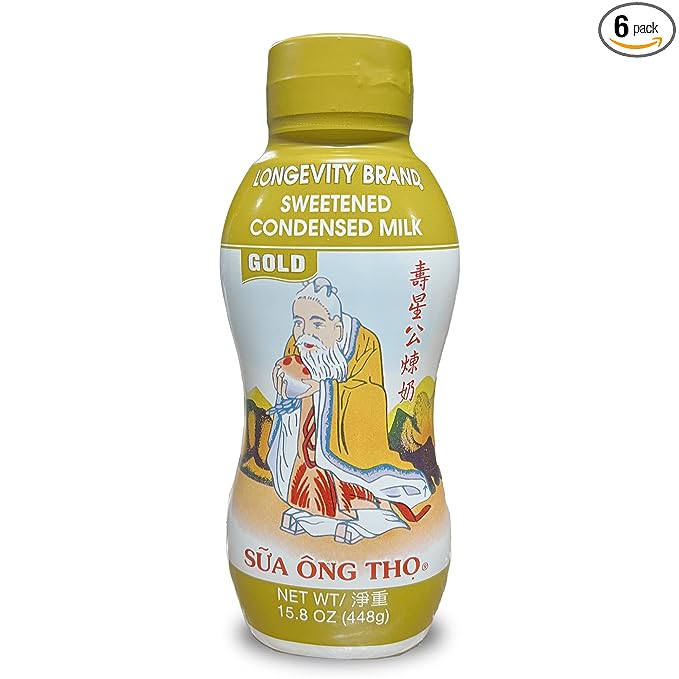 Longevity Brand Full Cream Sweetened Condensed Milk Squeeze Bottle 15.8oz（Pack of 6）
