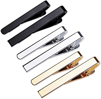 Classic Style Men's Tie Clips, Viaky Neck Ties Necktie Bar Pinch Clip with Gold Silver Black 3 Tone, Best Gifts for Your Father, Lover and Friends in Xmas, Anniversary, Wedding, Party, Meeting