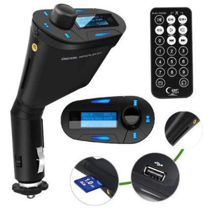 Kamo Car Kit MP3 Player Wireless FM Transmitter Modulator with USB/SD/Card Reader MMC Slot and Remote Control