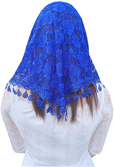 Lace veil Mantilla veil Shawl or Scarf Latin Mass Head Cover with Fringed lace