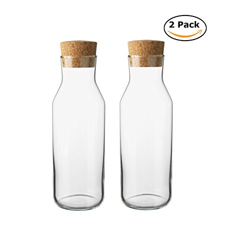 Ikea 365  Drip-Free Carafe with Cork Stopper Lid, Glass Water Pitcher, Glass Fridge Carafe, Ice Tea Maker (2)