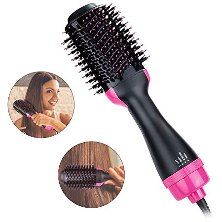 One Step Hair Dryer & Styler & Volumizer Large Hot Air Hair Brush for All Hairstyle(1000W 110V) - Black Pink