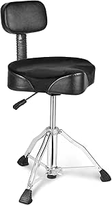 VEVOR Drum Throne with Backrest, 19.3-25.2 in/490-640 mm Height Adjustable, Hydraulic Saddle Padded Drum Stool Seat with Anti-Slip Feet Drumsticks 227 kg/500 lbs Max Capacity, 360°Swivel for Drummers