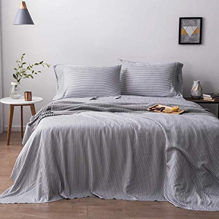 Oasis Fine Linens Island Bamboo Collection (King, Charcoal Stripe)