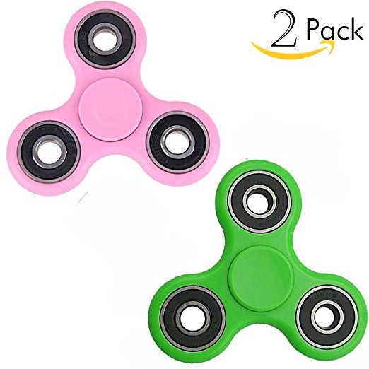 Lalago Fidget Spinner Hands Toy Stress Reducer - 2 Pack Finger Gyro Perfect For ADD, ADHD, Anxiety, and Autism Children Adult (Green and Pink)