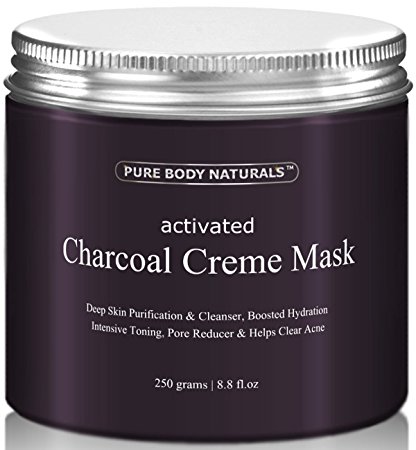 Activated Charcoal Face Mask, Charcoal Facial Mask Treatment Mud Mask - Improved Formula - 8.8 fl. oz. by Pure Body Naturals