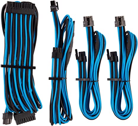 Corsair Premium Individually Sleeved PSU Cables Starter Kit Type 4 Gen 4 – Blue/Black