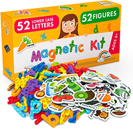 Foam Magnets and Magnetic Letters for Toddlers and Kids - ABC Alphabet Magnets for Refrigerator and Dry Erase Board - Baby Magnets for Fridge and Whiteboard - Zoo and Farm Animals Educational Toys