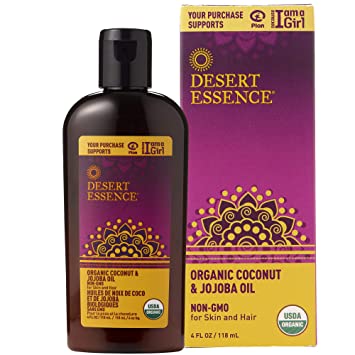 Desert Essence Coconut and Jojoba Oil - 4 Fl Ounce - Pack of 2 - For Skin and Hair - Beauty Oil - No Oily Residue - Absorbs Quickly - Rejuvenates Skin - USDA Certified - Moisturizes Skin