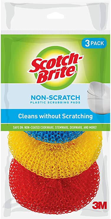 Scotch-Brite Non-Scratch All Surface Plastic Scrubbing Pads, Assorted Colors, 3-Pads