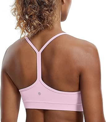 CRZ YOGA Butterluxe Womens Y Back Sports Bra - Padded Racerback Low impact Spaghetti Thin Strap Workout Yoga Bra