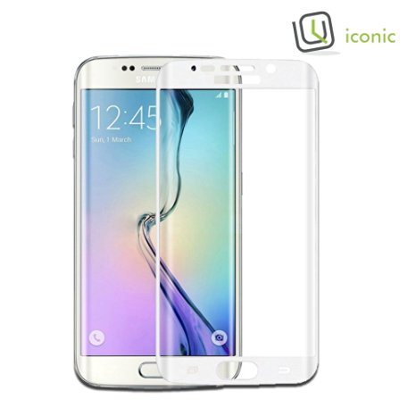 Galaxy S6 Edge Plus Screen Protector, Iconic (TM) 0.2 mm Ultra Slim Full Coverage Premium Tempered Glass Screen Protector Film for Samsung Galaxy S6 Edge Plus (White)