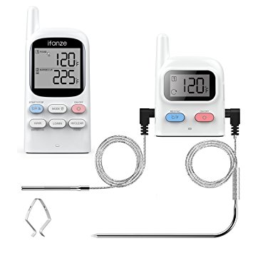 Meat Thermometer, iFanze Digital Food Cooking Instant Read Thermometer for Grill, BBQ, Smoker, Oven, Remote Control Up to 100M Distance and Double-probe