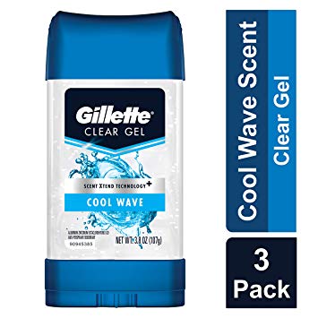 Gillette Antperspirant Deodorant for Men, Cool Wave Scent, Clear Gel, 3.8 oz (Pack of 3)