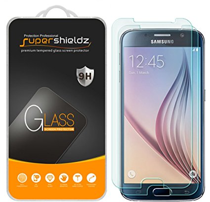 [2-Pack] Samsung Galaxy S6 Tempered Glass Screen Protector, Supershieldz Anti-Scratch, Anti-Fingerprint, Bubble Free, Lifetime Replacement Warranty