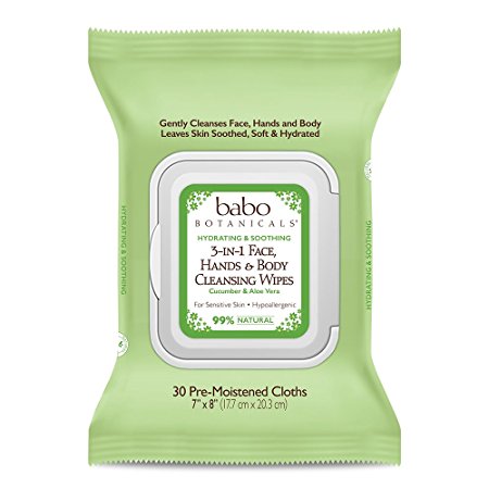 Babo Botanicals 3-in-1 Hydrating Wipes, Cucumber & Aloe, 30 Count