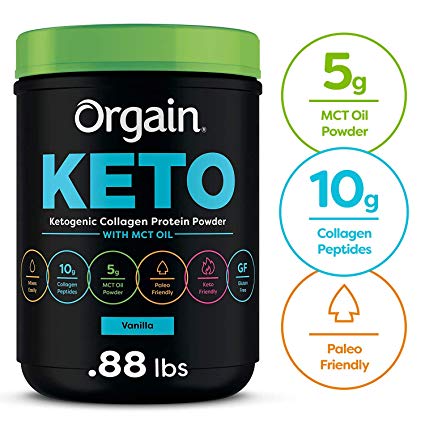 Orgain Keto Collagen Protein Powder with MCT Oil, Vanilla - Paleo Friendly, Grass Fed Hydrolyzed Collagen Peptides Type I and III, Dairy Free, Lactose Free, Gluten Free, Soy Free, 0.88 Pound