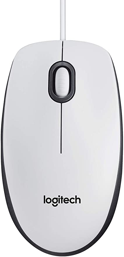 Logitech M100 USB Wired Optical Mouse - White