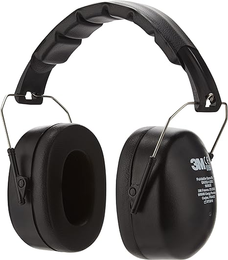 3M Foldable Earmuff 90563E, Ear Defender with soft cushions for comfortable fit, Adjustable Headband for multiple head sizes, For noise levels range 94-105 dB, black