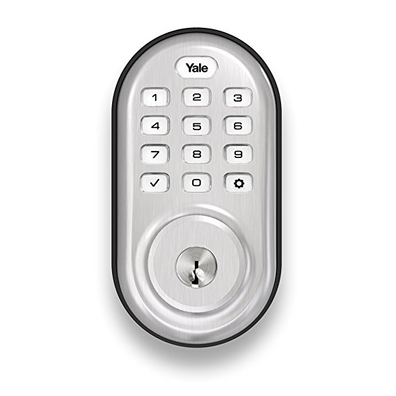 Yale Assure Lock Push Button Deadbolt with ZigBee in Satin Nickel Works with Echo Plus, Samsung SmartThings, Iris and more (YRD216HA2619)