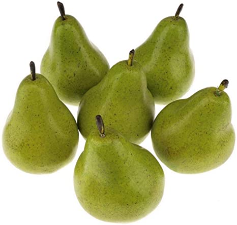 Gresorth 6pcs High-Grade Artificial Green Pear Decoration Fake Fruit Adornment Food Toy Home Party Holiday Decoration