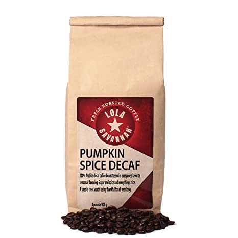 Lola Savannah Pumpkin Spice Whole Bean Coffee - Delicious Taste Of Autumn Spice & Smooth Richness | Decaf | 2lb Bag
