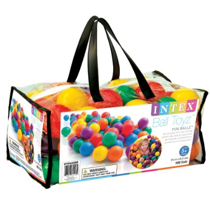 Intex Small Fun Ballz - 100 Multi-Colored 2 1/2" Plastic Balls, for Ages 3