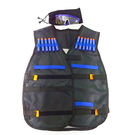 GFU Tactical Vest Jacket with 12pcs Darts and Protective Goggles Glasses