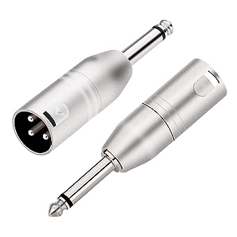 TISINO 1/4" TS Mono to XLR Adapter, Unbalanced Quarter Inch 6.35mm Male to XLR Male Adapters - 2 Pack