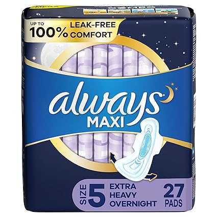 Maxi Size 5 Overnight Pads with Wings(27 PADS)