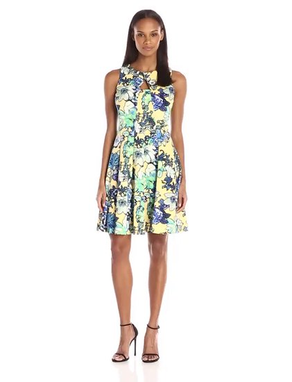 Julian Taylor Women's All Over Floral Printed Fit and Flare Dress