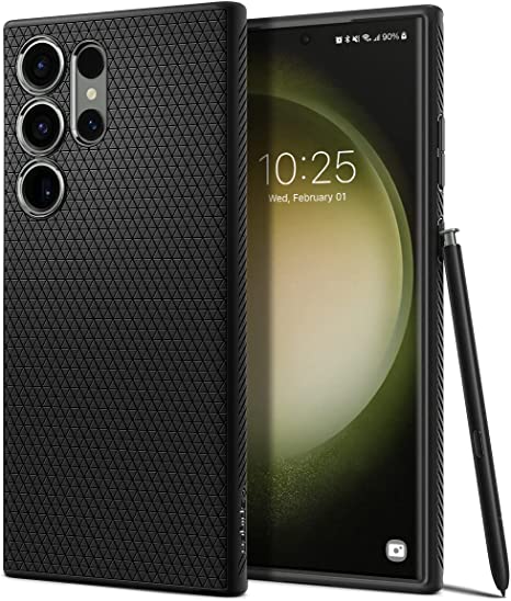 SPIGEN Liquid Air Case Designed for Samsung Galaxy S23 Ultra (2023) Soft TPU Armor Slim Cover - Black