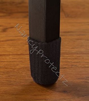 Large/Black - Chair Leg Pads for Hardwood Floors - 4 Pack Floor Protectors